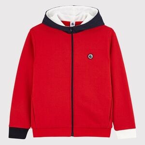 Petit Bateau Kids Red and Navy Zip-Up Hoodie